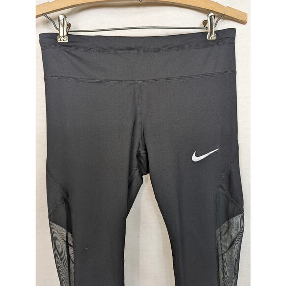 Nike Dri Fit Capri Legging Mesh Black Medium - Picture 5 of 8